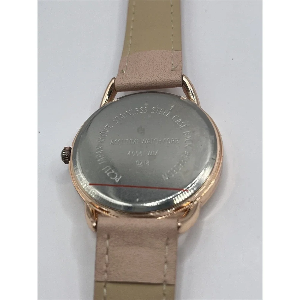 Accutime Women's Quartz Watch Rose Gold Case Pink Band-‎ New Battery